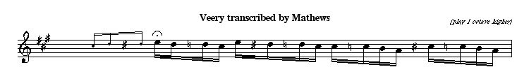 Mathews' transcription of Veery song